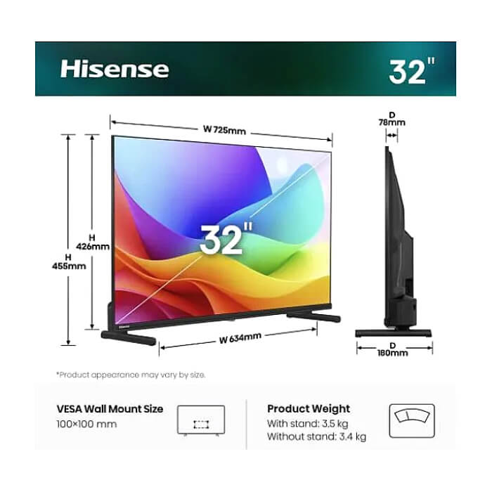 Hisense 32" A5S, Full HD 1920x1080, QLED, Quantum Dot, HDR, HLG, DTS HD, Light Sensor, Dolby Audio, Smart TV, WiFi, WiFi Direct, 2xHDMI, 2xUSB, LAN, CI+, DVB-T2/C/S2, Black ID 97241 (тъмнейл - 2)