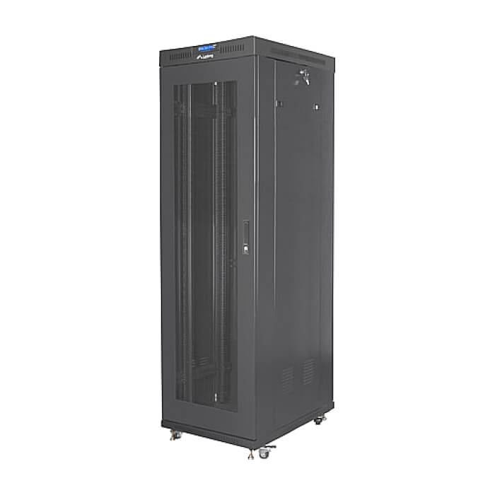 Lanberg rack cabinet 19" free-standing 42U/600x1000 (flat pack) with mesh door lcd black v2 ID 87187 (тъмнейл - 2)