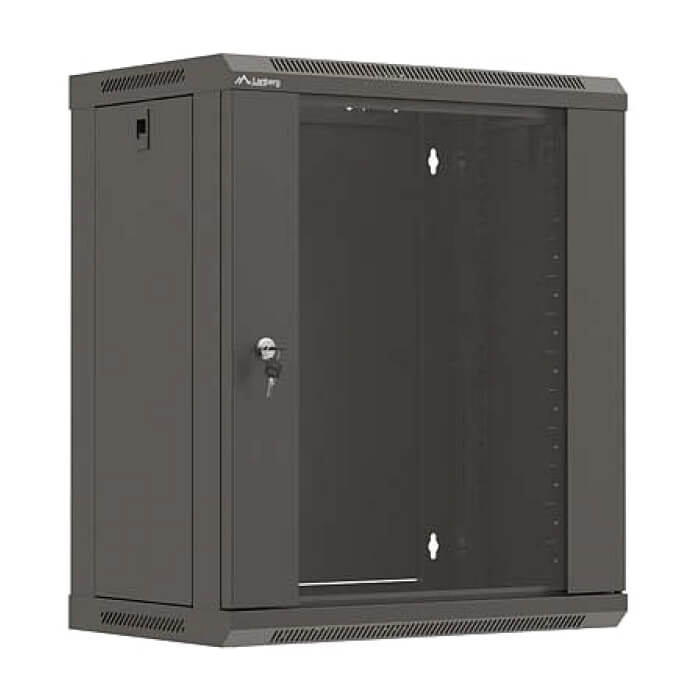 Lanberg Rack Cabinet, 19" wall-mount 12U/540x350 (flat pack) with glass door, Black ID 96717 (тъмнейл - 3)
