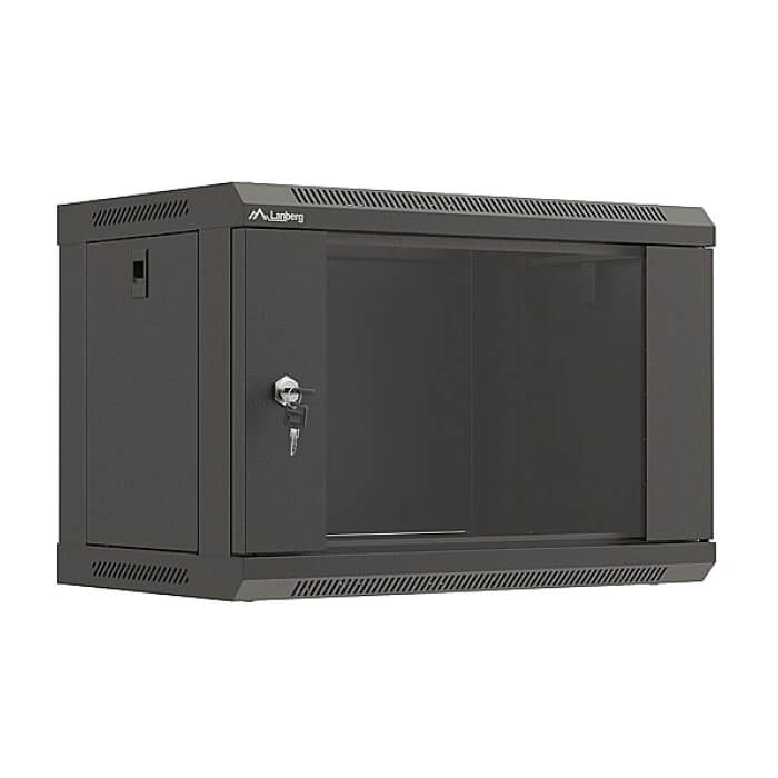 Lanberg rack cabinet 19" wall-mount 6U/540x350 (flat pack) with glass door black ID 87608 (тъмнейл - 5)