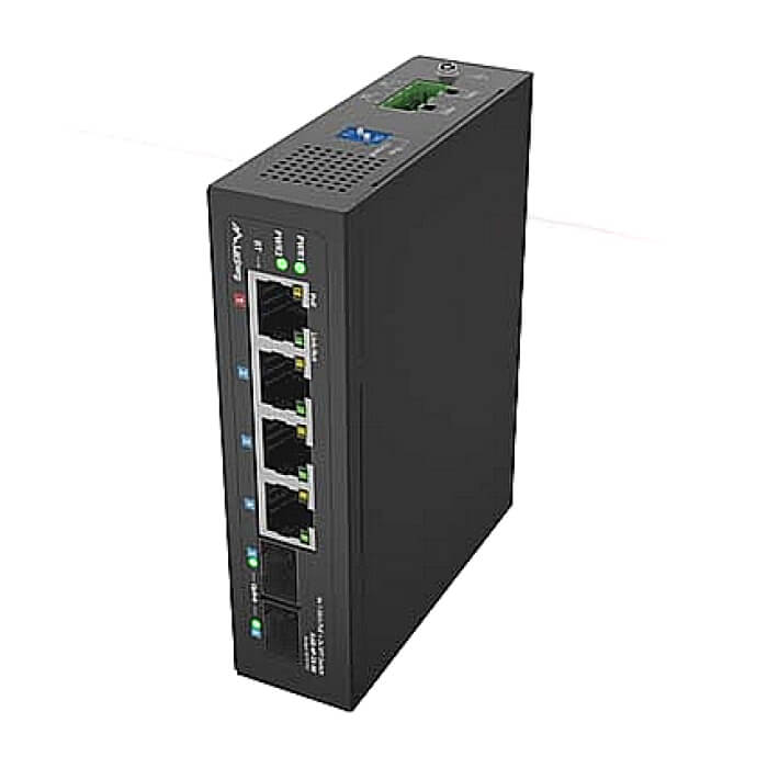 Lanberg Switch Light Industrial POE 1 x BT 3 x AT 2 x SFP DIN Unmanagment Gigabit Ethernet (тъмнейл - 3)