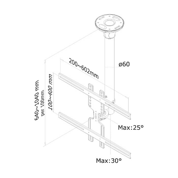 Neomounts by NewStar Flat Screen Ceiling Mount (Height: 64-105 cm) ID 66723 (тъмнейл - 3)