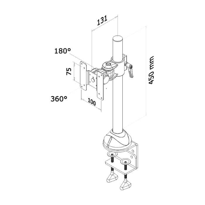 Neomounts by NewStar Flat Screen Desk Mount (clamp) ID 66772 (тъмнейл - 3)
