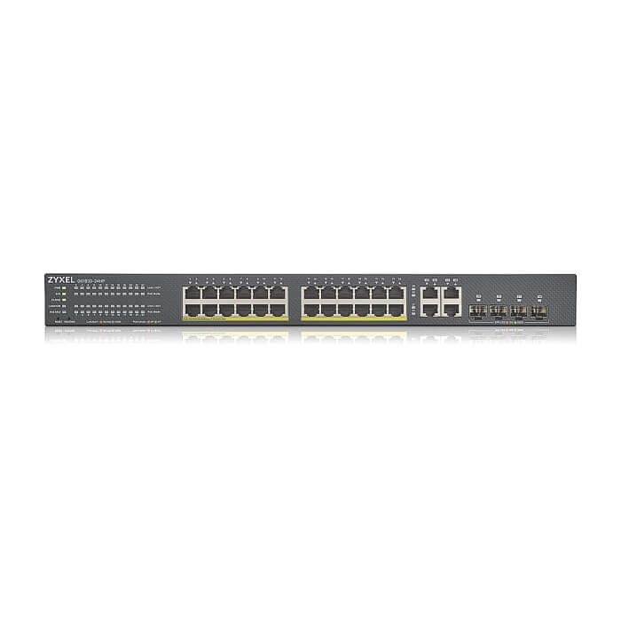 ZyXEL GS1920-24HPv2, 28 Port Smart Managed Switch 24x Gigabit Copper and 4x Gigabit dual pers., hybird mode, standalone or NebulaFlex Cloud