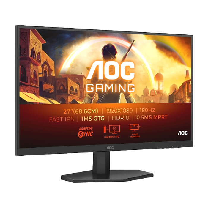 AOC 27G42E, 27" Fast IPS WLED, 1920x1080@180Hz, 1ms GtG, 0.5ms MPRT, 300cd m/2, 1000:1, 80M:1 DCR, Adaptive Sync, FlickerFree, Low Blue Light, Tilt, HDMI, DP ID 85260 (тъмнейл - 3)