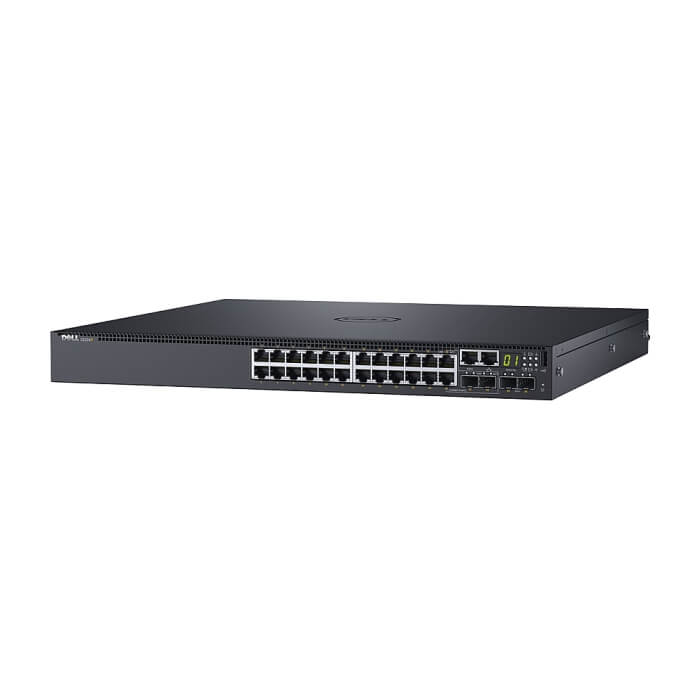 Dell Networking S3124P, L3, PoE+, 24x 1GbE, 2x Combo, 2x 10GbE SFP+ fixed ports, Stacking, IO to PSU air, 1x 715w AC PS, 1Y PS NBD, 210-AIMO (тъмнейл - 3)