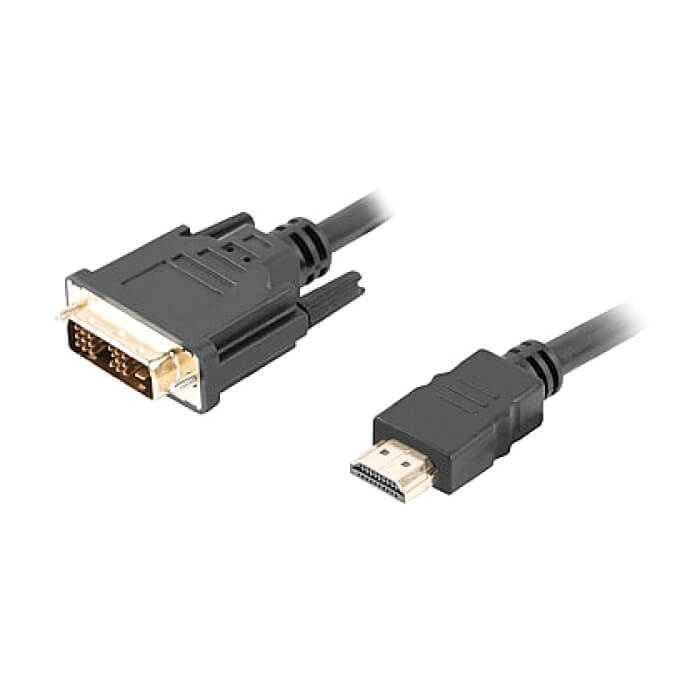 Кабел - Lanberg HDMI (M) -> DVI-D(M)(18+1) cable 1.8m, single link with gold-plated connectors, black ID 72561 на супер цена от GT Computers Кабел - Lanberg HDMI (M) -> DVI-D(M)(18+1) cable 1.8m, single link with gold-plated connectors, black ID 72561 на супер цена