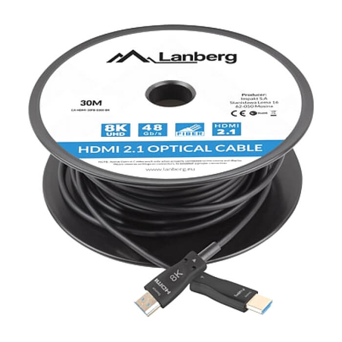 Lanberg HDMI M/M V2.1 cable, 30m, Optical, Black AOK ID 86587 (тъмнейл - 2)