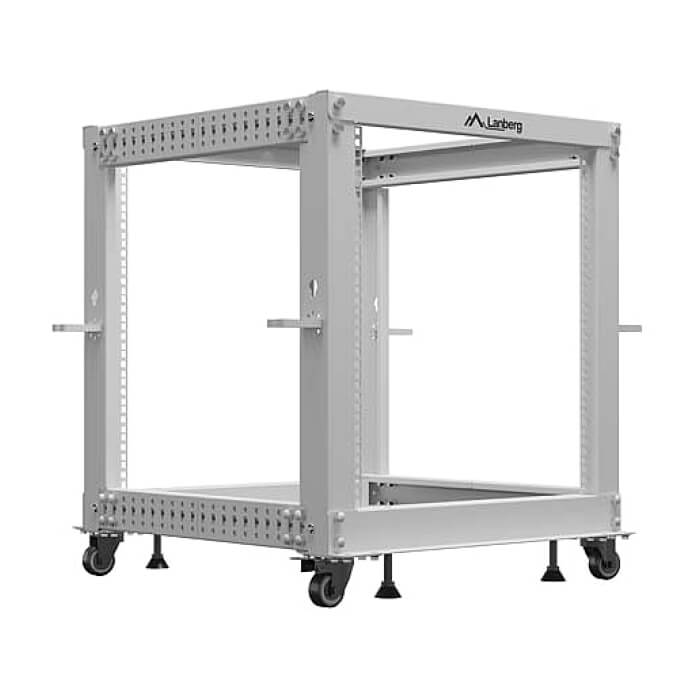 Lanberg open rack 19" 12U 600x600-1100 adjustable, grey ID 96769 (тъмнейл - 3)