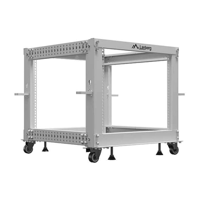 Lanberg open rack 19" 9U 600x600-1100 adjustable, grey ID 96770 (тъмнейл - 3)
