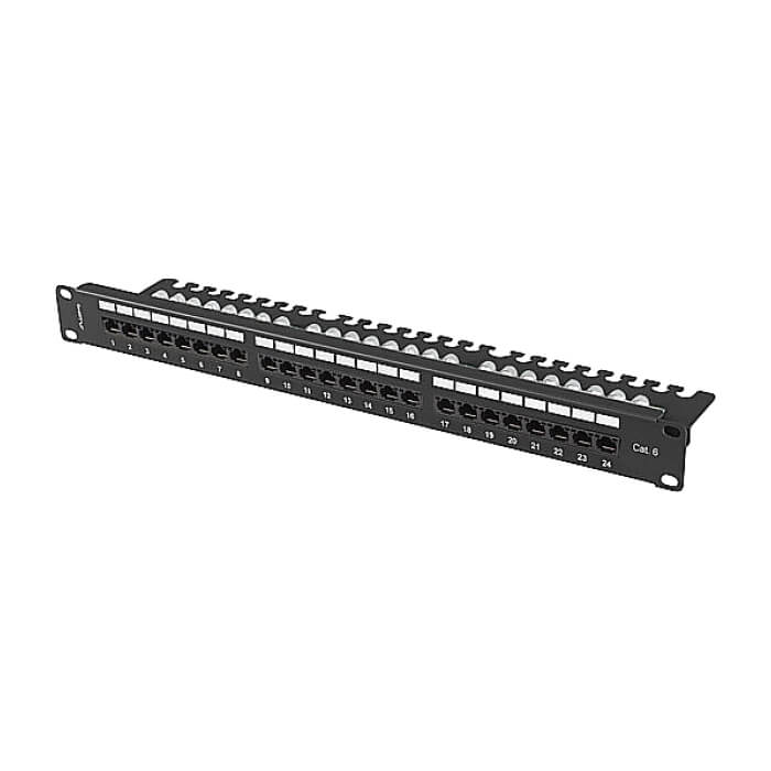 Lanberg patch panel 24 port 1U 19" CAT.6 utp with cable organizer black ID 86968 (тъмнейл - 2)