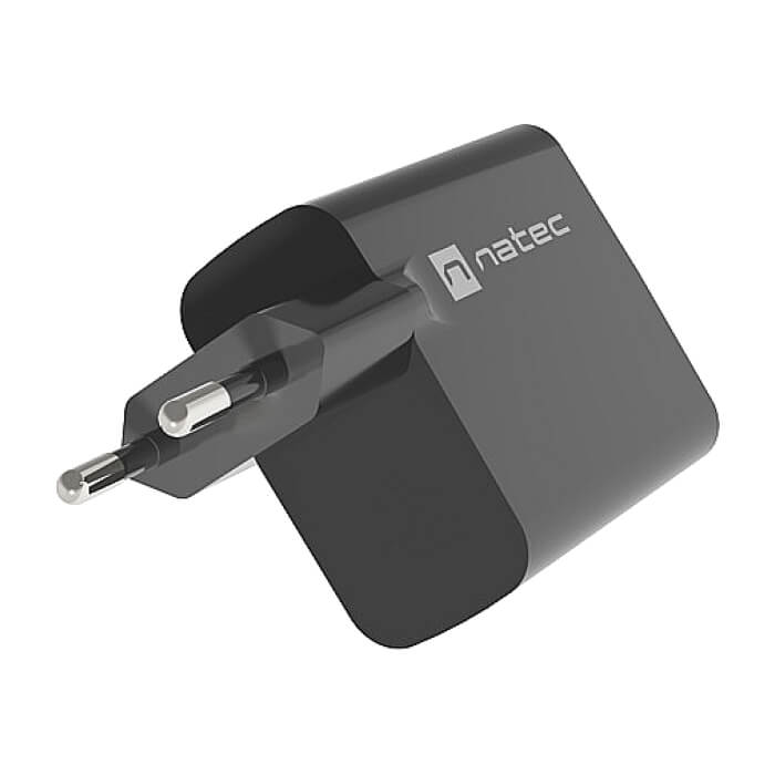 Natec USB Charger Ribera Gan 1X USB-A + 1X USB-C 45W, Black (тъмнейл - 4)