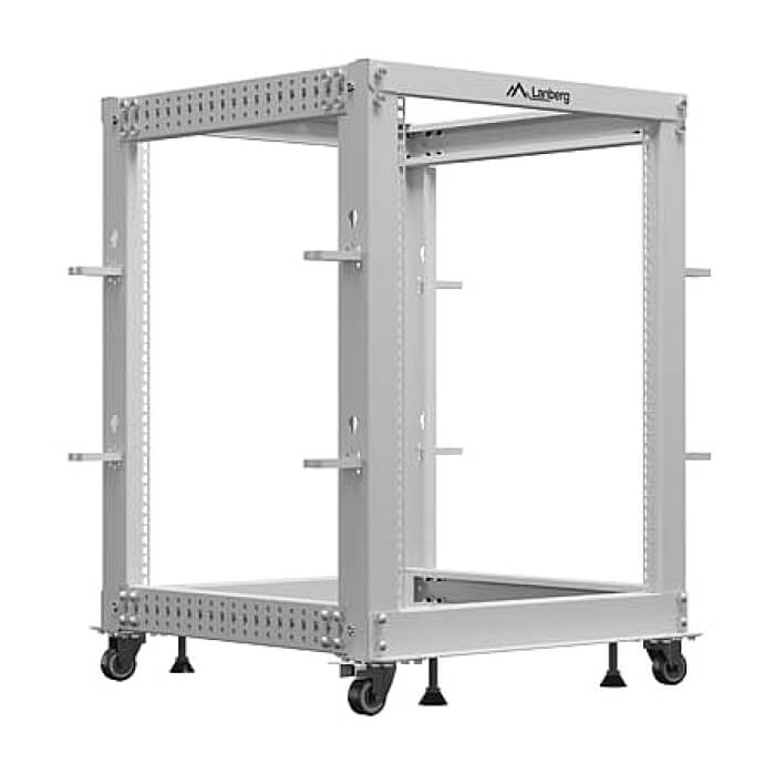 Lanberg open rack 19" 15U 600x600-1100 adjustable, grey ID 96768 (тъмнейл - 3)