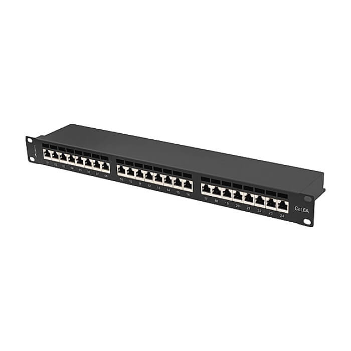 Lanberg patch panel 24 port 1U 19" CAT.6a ftp with cable organizer shielded black ID 86966 (тъмнейл - 4)