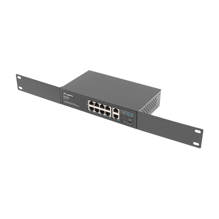 Lanberg switch 8x 100mb poe+/2x 1GB unmanaged rack 10"/19" gigabit ethernet 120w на супер цена