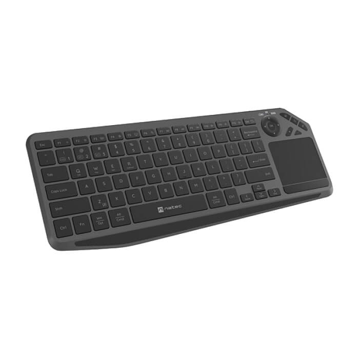 Natec Turbot 2 Keyboard, US, Wireless, BT, 2.4GHz, X-Scissors with Touchpad for Smart TV, Black-Gray (тъмнейл - 2)