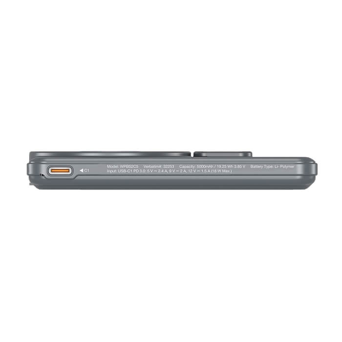 Verbatim Charge 'n' Go 2C Power Bank Magnetic Wireless 5000mAh with 2 USB-C Cables & Stand Grey ID 97028 (тъмнейл - 4)