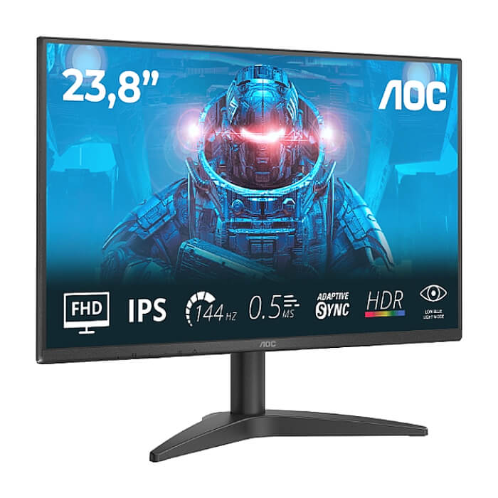 AOC 24B36X, 23.8" IPS WLED, 1920x1080@144Hz, 4ms GtG, 0.5ms MPRT, 300cd m/2, 1500:1, DCR 20M:1, Adaptive Sync, FlickerFree, Low Blue Light, Tilt, HDMI, DP ID 95670 (тъмнейл - 2)