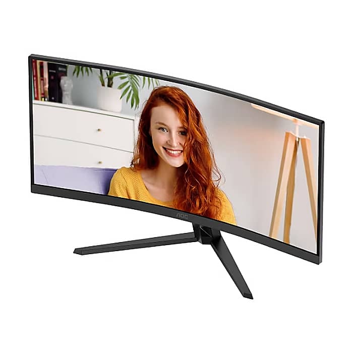 AOC CU34B3E, 34" Curved 1500R, VA, WLED, 3440x1440@120Hz, 4ms GtG, 1ms MPRT, 300cd m/2, 3500:1, 50M:1 DCR, Adaptive Sync, FlickerFree, Low Blue Mode, Tilt, HDMI, DP (тъмнейл - 4)