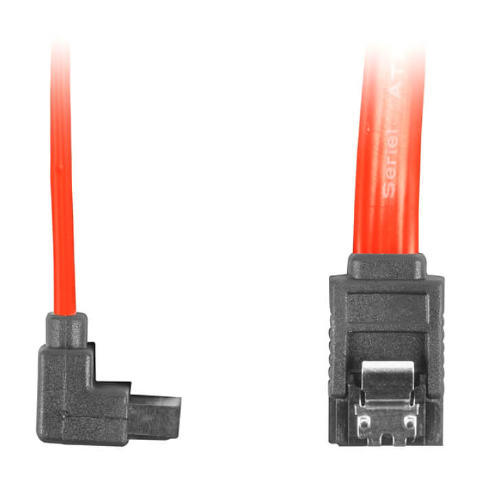 Кабел - Lanberg SATA DATA II (3GB/S) F/F cable 50cm metal clips angled, red ID 72703 (тъмнейл - 2)