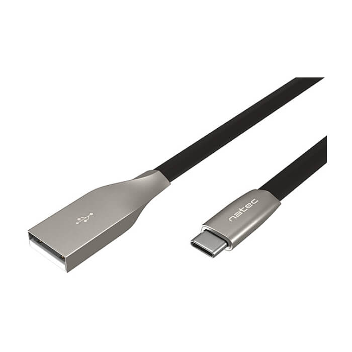 Кабел - Natec USB-C(M) -> USB-A (M) 2.0 cable 1m. Black metal ID 72119 (тъмнейл - 2)