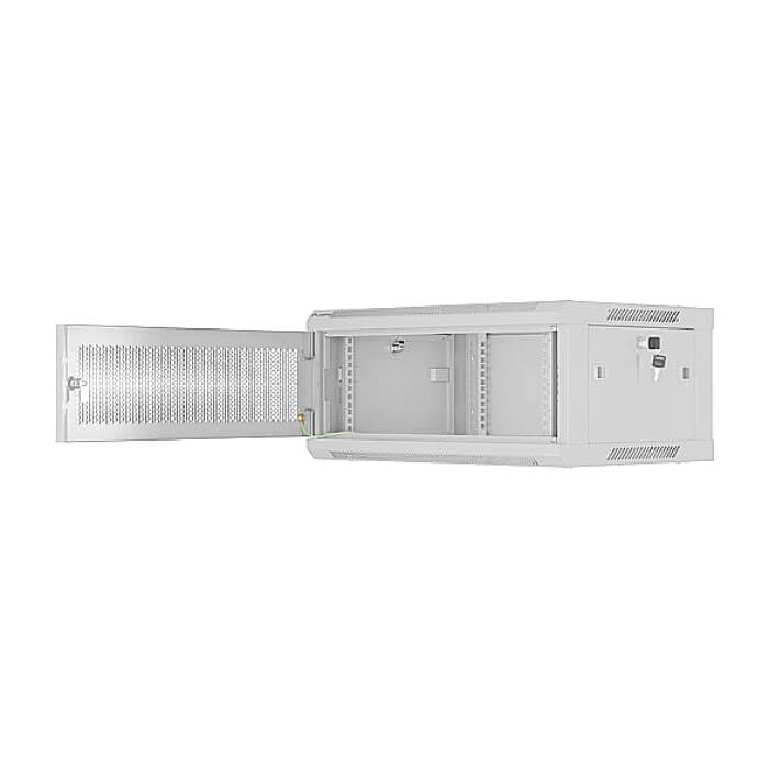 Lanberg rack cabinet 19" wall-mount 4U/600x450 with perforated door grey (flat pack) ID 87611 (тъмнейл - 3)