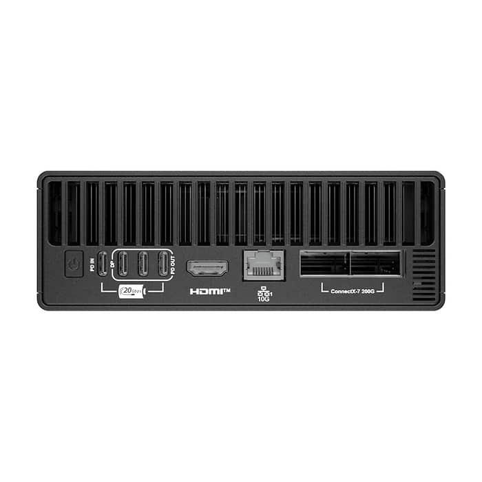 MSI EdgeXpert AI Supercomputer, Nvidia GB10, Nvidia Blackwell GPU&Arm 20 core CPU, 1 petaFLOP Al Performance (FP4, Sparse), 128 GB LPDDR5x unified system memory, SSD: 4TB PCIE Gen.5, NVIDIA DGX OS, Ethernet 10GbE, ConnectX-7 NIC 200 Gbps, 1.2 kg (тъмнейл - 4)