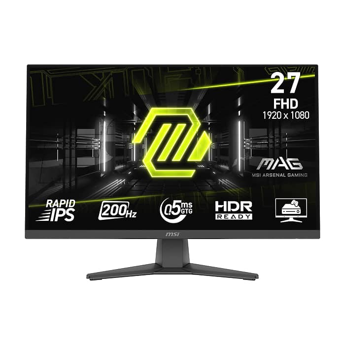 MSI MAG 272F Gaming Monitor, 27", 0.5ms, 200Hz Rapid IPS, 1920x1080, AMD FreeSync Premium, AI Vision, Console Mode, HDR Ready, 300nits AG, 1.07B, 1000:1, 100M:1, DP(1.2a), HDMI(2.0b), Headphone-out, Tilt, VESA 100, Internal PSU, Black, 3.9kg на супер цена от GT Computers MSI MAG 272F Gaming Monitor, 27", 0.5ms, 200Hz Rapid IPS, 1920x1080, AMD FreeSync Premium, AI Vision, Console Mode, HDR Ready, 300nits AG, 1.07B, 1000:1, 100M:1, DP(1.2a), HDMI(2.0b), Headphone-out, Tilt, VESA 100, Internal PSU, Black, 3.9kg на супер цена