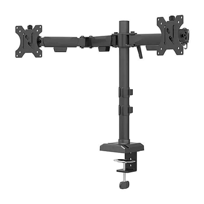 Neomounts Nero Double Flat Screen Desk Mount (phone holder+Quick-fix clamp/grommet) ID 86701 (тъмнейл - 2)