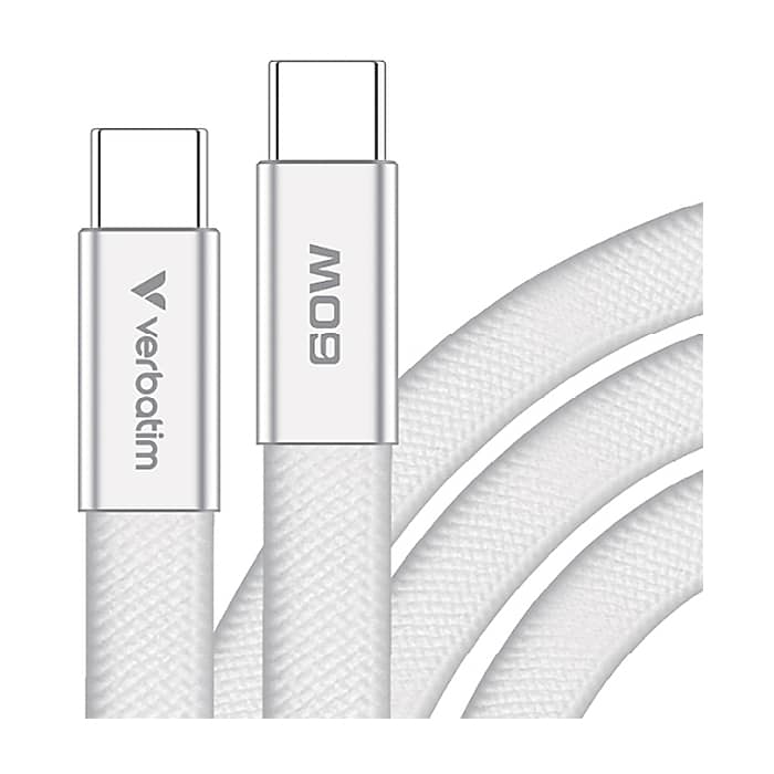 Verbatim Sync & Charge SoftTouch USB-C to C cable 60W 120 cm - White (тъмнейл - 2)