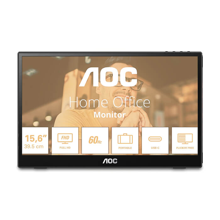 AOC 16T3EA, 15.6" IPS WLED, 1920x1080@60Hz, 4ms GtG, 250cd m/2, 700:1, 50M:1 DCR, USB-C 3.2x1 ID 80942 на супер цена