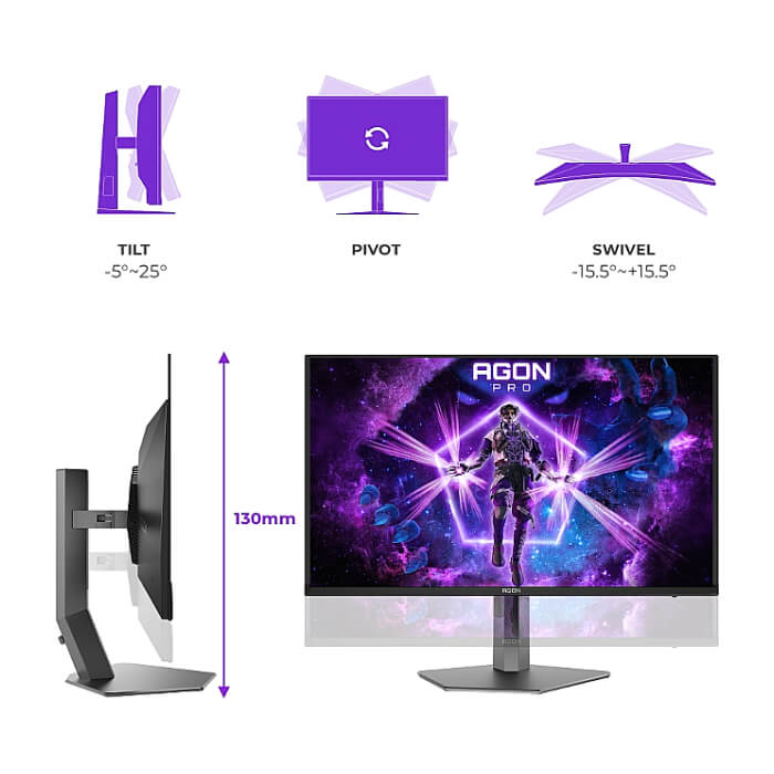 AOC AG326UZD2, 31.5" QD-OLED, 3840x2160@240Hz, 0.03ms GtG, 250cd m/2 (SDR), 1000cd m/2 (HDR), 1.500.000:1, 80M:1, Adaptive Sync, FlickerFree, LowBlue Mode, 8Wx2, Tilt, Height ID 97299 (тъмнейл - 4)