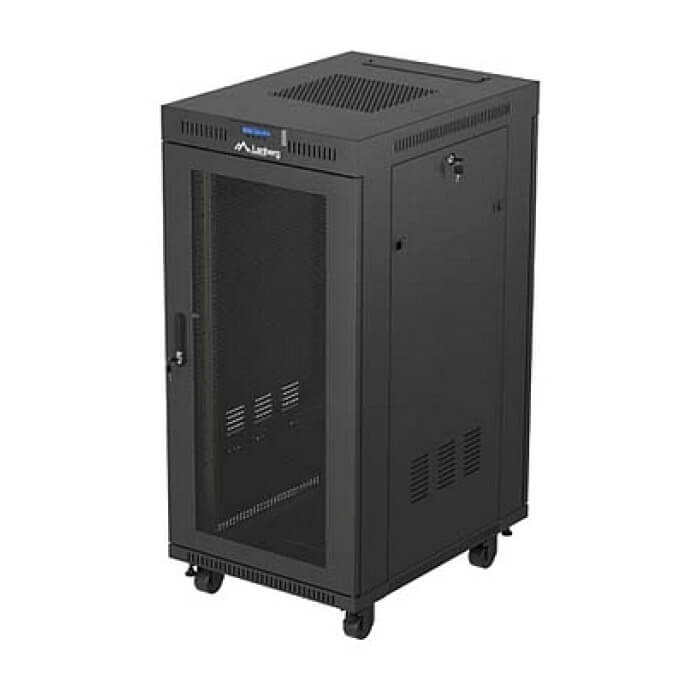 Lanberg Rack Cabinet 19" Free-Standing 24U/600X800 (FlAT Pack) With Mesh Door LCD Black V2 ID 98068 (тъмнейл - 2)