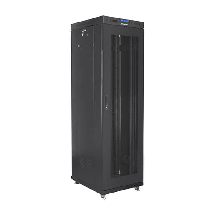 Lanberg rack cabinet 19" free-standing 42U/600x800 (flat pack) with mesh door lcd black v2 ID 87181 (тъмнейл - 4)