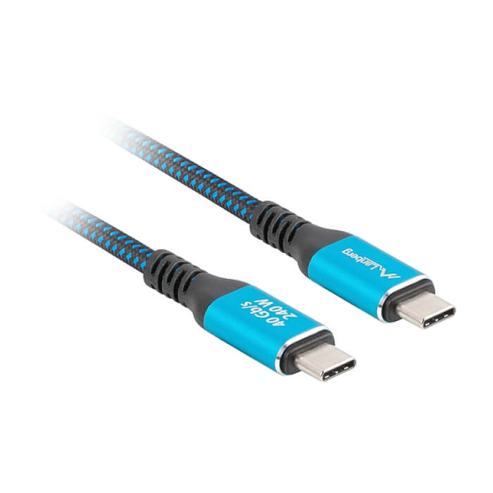 Lanberg USB-C M/M 4.0 cable 2m 240w 8k 60hz black-blue ID 86829 (тъмнейл - 4)