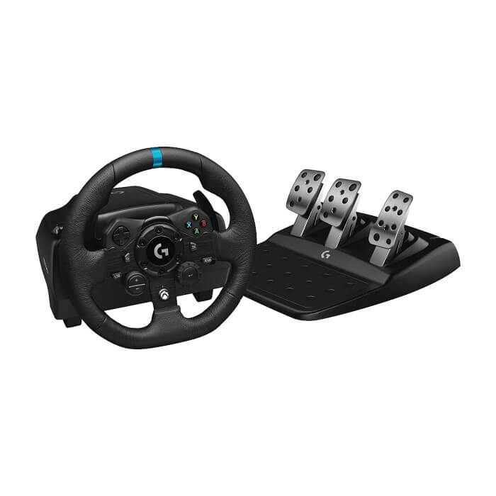 Logitech G923 Racing Wheel And Pedals, Xbox One, PC, 900° Rotation, Trueforce Next-Gen Force Feedback, Dual Clutch (In Supported Games), Aluminium, Steel, Leather ID 74316 на супер цена