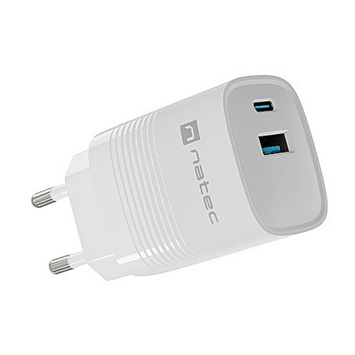 Natec USB Charger Ribera Gan 1X USB-A + 1X USB-C 30W, White на супер цена от GT Computers Natec USB Charger Ribera Gan 1X USB-A + 1X USB-C 30W, White на супер цена