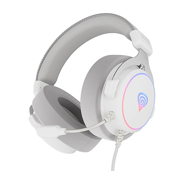 Genesis Headset Neon 764 with microphone, RGB illumination, USB, White ID 78046 (тъмнейл - 2)