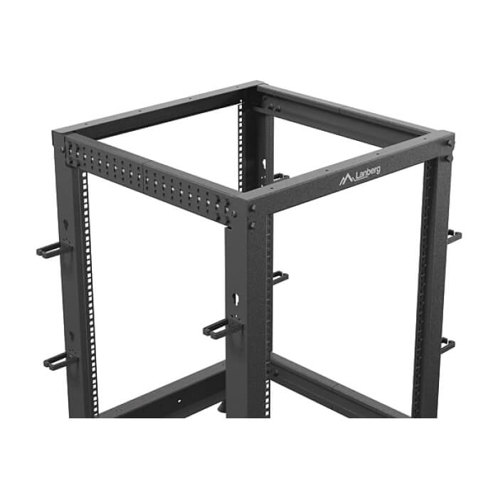 Lanberg open rack 19" 15U 600x600-1100 adjustable black ID 87219 (тъмнейл - 2)