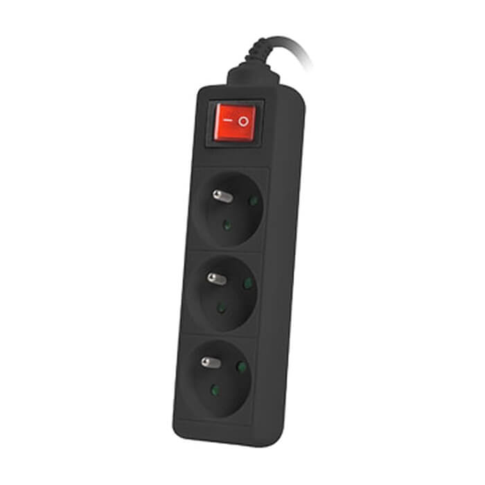 Lanberg power strip 3m, 3 sockets, french with circuit breaker quality-grade copper cable, black (тъмнейл - 2)