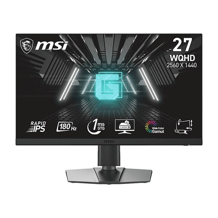 MSI G272QPF E2, 27", 1ms, 180Hz, RAPID IPS, 2560x1440 (WQHD), 16:9, FLAT, Adaptive-Sync, 92.83% DCI-P3, AG, 300 nits, 1000:1, DCR 100M:1, DP(1.2a), 2xHDMI2.0b, Pivot, Heigh Adj., VESA, Black, 6.3kg ID 89362 на супер цена от GT Computers MSI G272QPF E2, 27", 1ms, 180Hz, RAPID IPS, 2560x1440 (WQHD), 16:9, FLAT, Adaptive-Sync, 92.83% DCI-P3, AG, 300 nits, 1000:1, DCR 100M:1, DP(1.2a), 2xHDMI2.0b, Pivot, Heigh Adj., VESA, Black, 6.3kg ID 89362 на супер цена