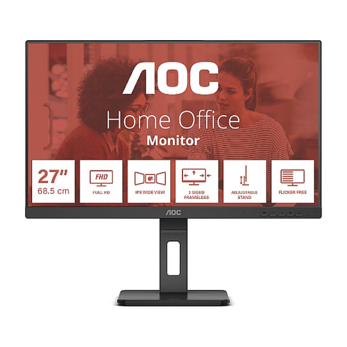AOC 27E3QAF, 27" IPS WLED, 1920x1080@75Hz, 4ms GtG, 300cd m/2, 1000:1, 20M:1 DCR, Adaptive Sync, FlickerFree, Low Blue Light, 2Wx2, Tilt, Height Adjust, Pivot, Swivel, D-SUB, HDMI, DP ID 81037 на супер цена