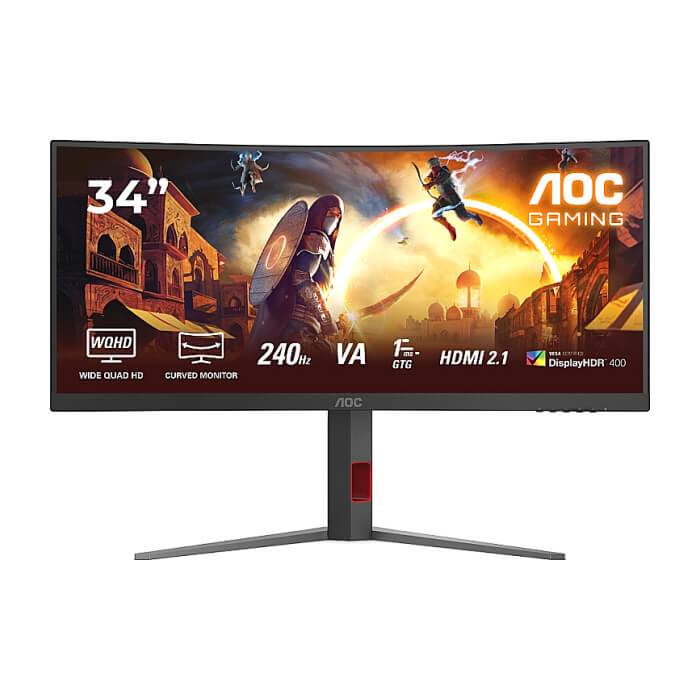 AOC CU34G4Z, 34" Curved 1500R, VA, WLED, 3440x1440@240Hz, 1ms GtG, 0.3ms MPRT, 450cd m/2, 2500:1, 80M:1 DCR, Adaptive Sync, FlickerFree, Low Blue Light, Tilt, Height Adjust, Pivot, Swivel, 2xHDMI, DP, USB hub ID 86693 на супер цена
