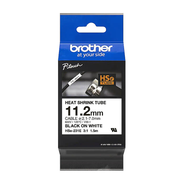 Brother HSe-231E 11.2mm Black on White Heat Shrink Tape ID 70683 на супер цена