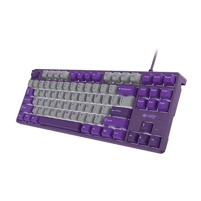 Fury Gaming Keyboard Kanabo K2, US layout, White backlight, Mechanical, Grey-Violet (тъмнейл - 3)