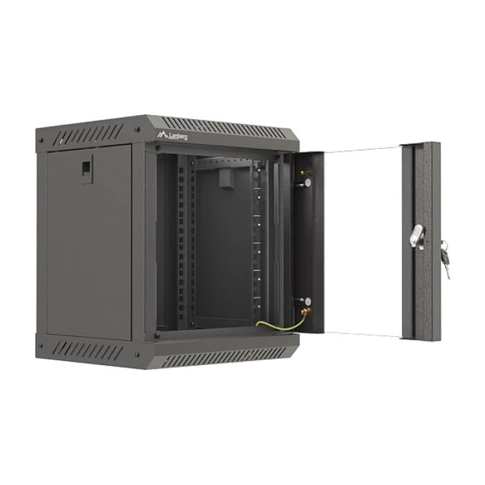 Lanberg rack cabinet 10" wall-mount 6U/300x300 (flat pack) with glass door black ID 87208 (тъмнейл - 2)