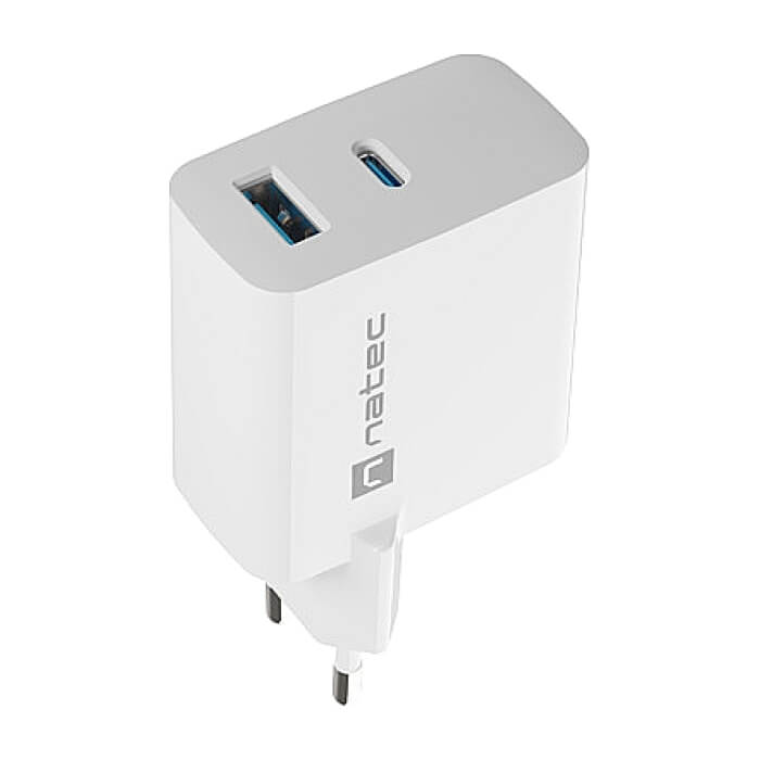 Natec USB Charger Ribera Gan 1X USB-A + 1X USB-C 65W, White на супер цена от GT Computers Natec USB Charger Ribera Gan 1X USB-A + 1X USB-C 65W, White на супер цена