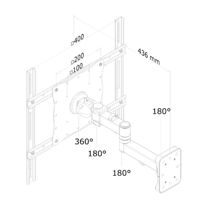 Neomounts by NewStar Flat Screen Wall Mount (3 pivots & tiltable) ID 66902 (тъмнейл - 3)