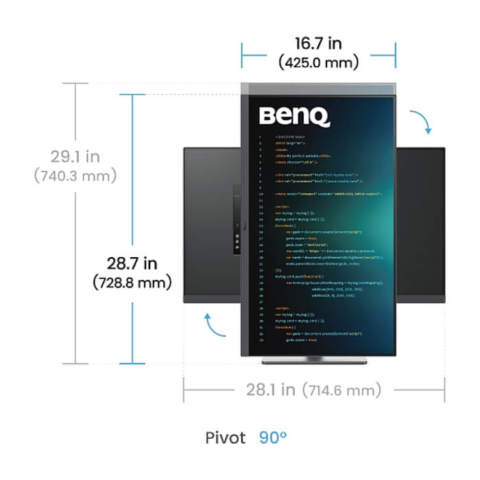 BenQ RD320U 31.5" IPS, 3:2, 3840x2160, 5ms, Nano Matte, 98% P3, HDR 400, MoonHalo, B.I. Gen2, KVM Switch, DualView Plus, PIP/PBP, 2000:1, 2x HDMI 2.0, DP 1.4 x1, USB-C 90W x1, ID 94998 (тъмнейл - 5)