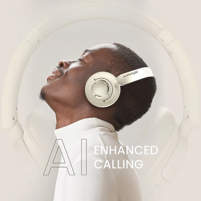 HiFuture FutureTour X Champagne Gold, Hybrid Active Noise Canceling, 35-Hour Playtime, Memory Protein Foam Cover, AI Enhanced Crystal-Clear Call, Wireless 5.4, AUX Cable ID 94745 (тъмнейл - 3)